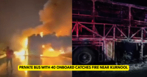 Private Bus With 40 Onboard Catches Fire Near Kurnool