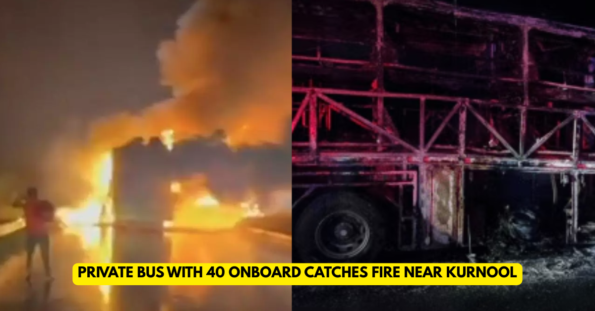 Private Bus With 40 Onboard Catches Fire Near Kurnool